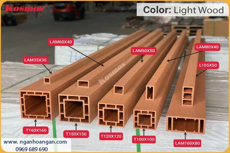 Thanh Lam Trụ Gỗ Nhựa Ngoài Trời Kosmos Màu Light Wood